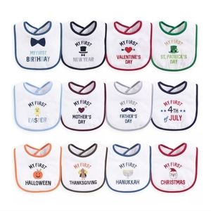 Set of 12 "First" bibs.‎